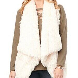 Cozy Democracy ivory open front fur vest size L, worn once
